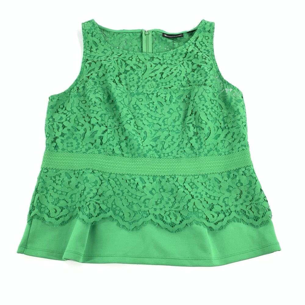 7th Avenue New York & Co Lace Peplum Sleeveless Peplum Size Large Bright Green L